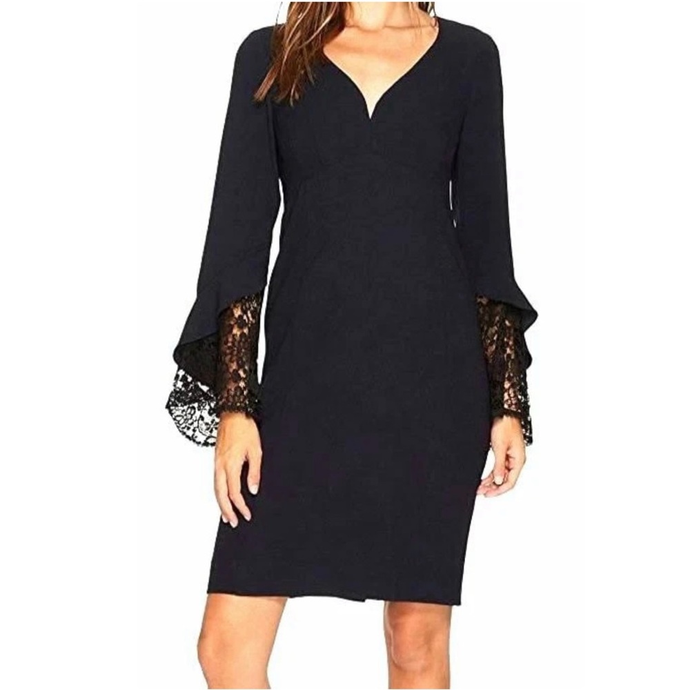 Nanette Lepore Black Long Sleeve Dress with Lace (A074)